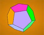 Tetrahedron, cube, octahedron, dodecahedron and icosahedron in 3D